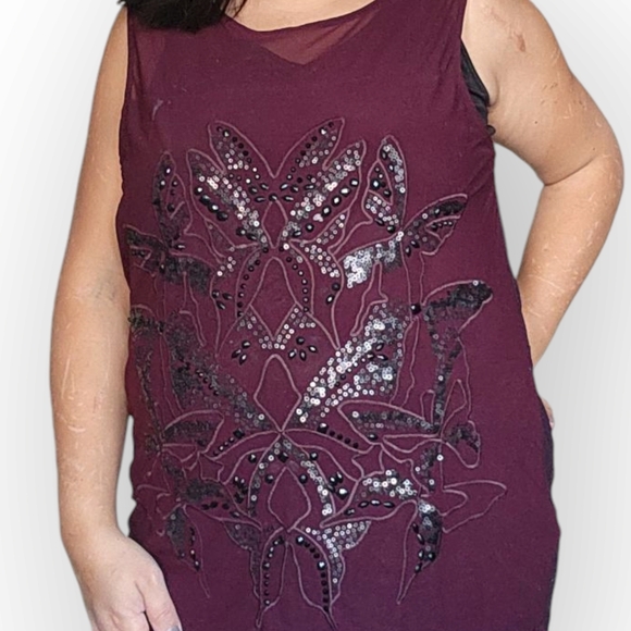 Reitmans Womens Elegant Embellished Sleeveless Top in Deep Purple - Picture 1 of 6